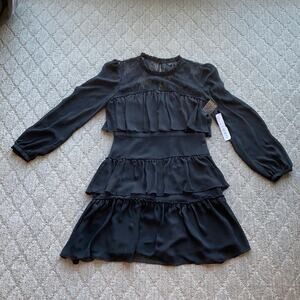 Gianni Bini LBD Mia lace tiered closet staple cocktail Christmas New Year size 4